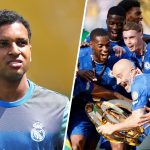 Dream Chelsea transfer target Rodrygo reacts to Blues winning the Club World Cup against PSG
