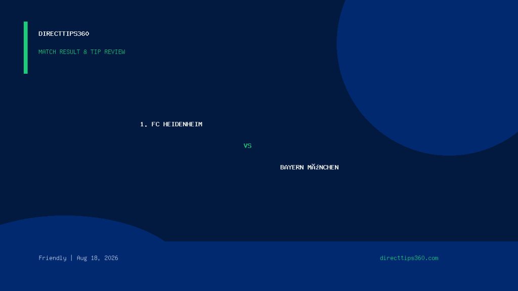 1. FC Heidenheim vs Bayern München Result & Tip Outcome – August 18, 2026