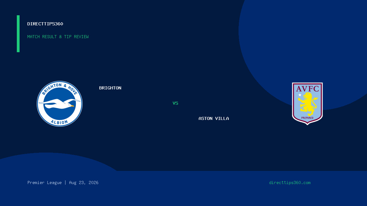 Brighton vs Aston Villa Result & Tip Outcome – August 23, 2026
