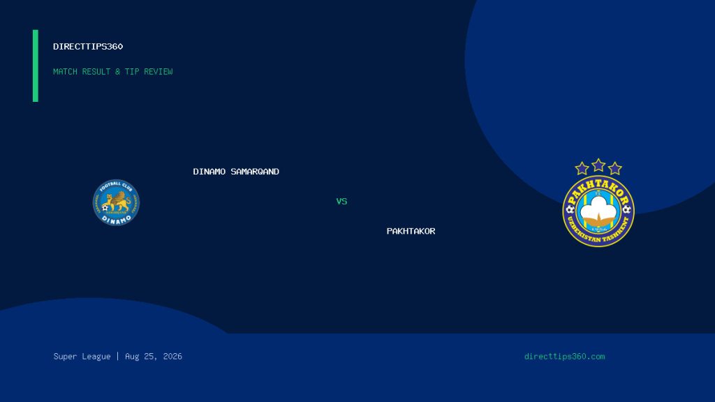 Dinamo Samarqand vs Pakhtakor Result & Tip Outcome – August 25, 2026