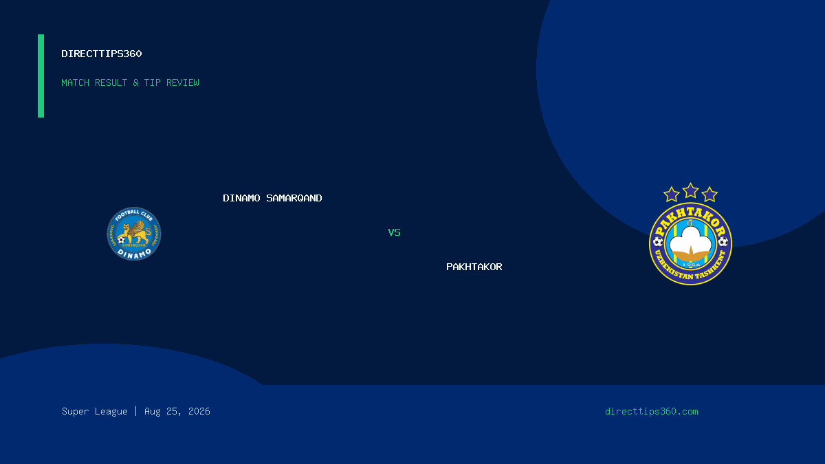 Dinamo Samarqand vs Pakhtakor Result & Tip Outcome – August 25, 2026