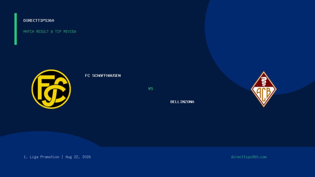 FC Schaffhausen vs Bellinzona Result & Tip Outcome – August 22, 2026