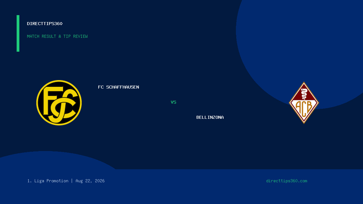 FC Schaffhausen vs Bellinzona Result & Tip Outcome – August 22, 2026