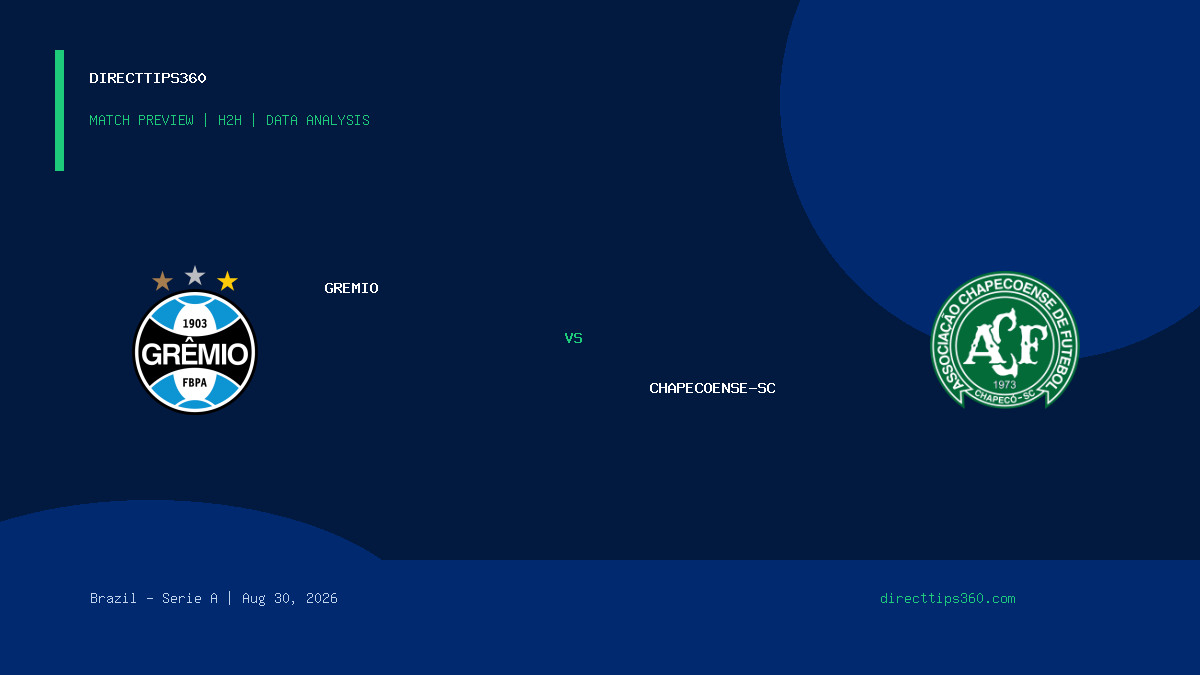 Gremio vs Chapecoense-sc Prediction, H2H & Match Preview – August 30, 2026