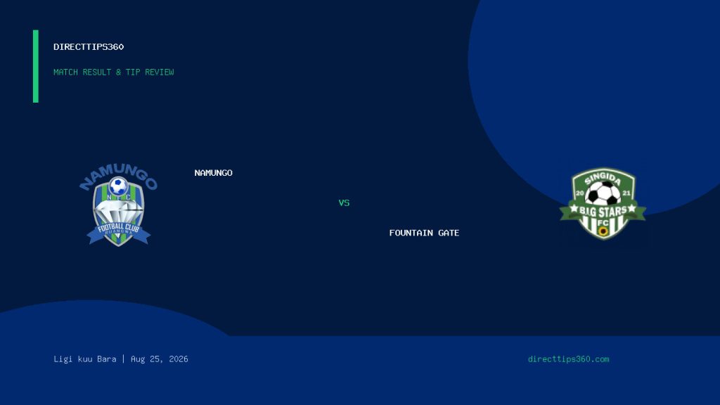 Namungo vs Fountain Gate Result & Tip Outcome – August 25, 2026