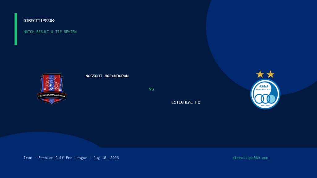 Nassaji Mazandaran vs Esteghlal FC Result & Tip Outcome – August 18, 2026