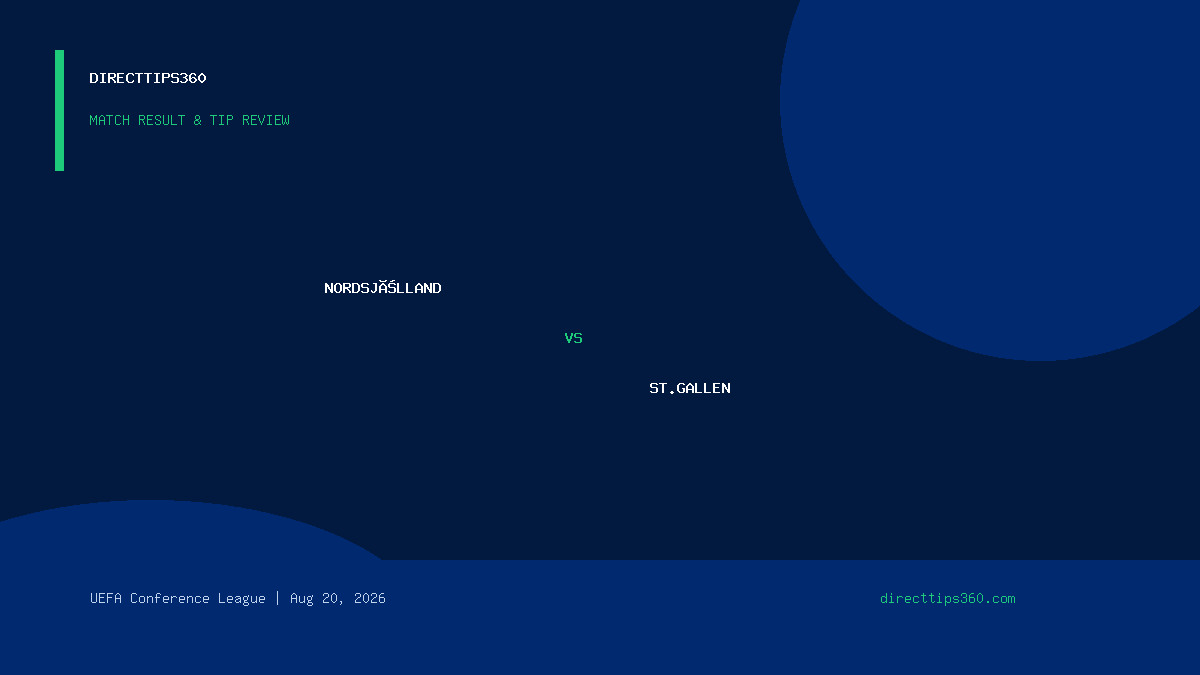 Nordsjælland vs St.Gallen Result & Tip Outcome – August 20, 2026