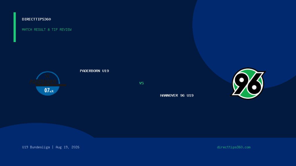 Paderborn U19 vs Hannover 96 U19 Result & Tip Outcome – August 19, 2026