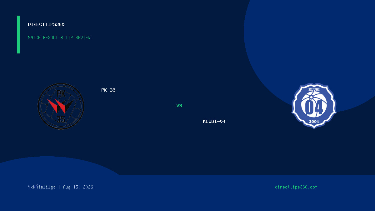 PK-35 vs Klubi-04 Result & Tip Outcome – August 15, 2026