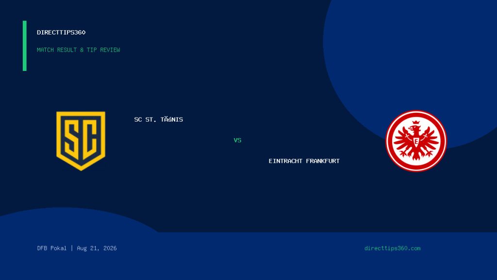 SC St. Tönis vs Eintracht Frankfurt Result & Tip Outcome – August 21, 2026