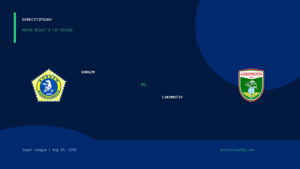 Xorazm vs Lokomotiv Result & Tip Outcome – August 20, 2026