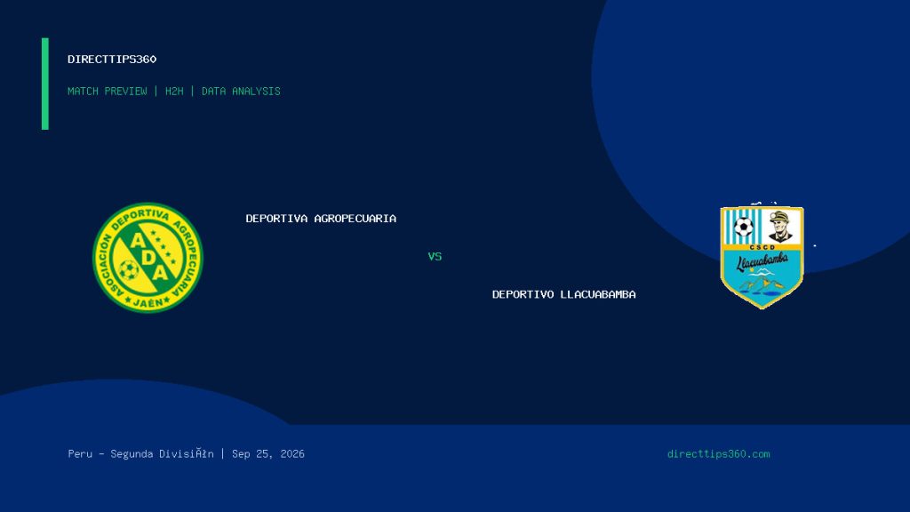Deportiva Agropecuaria vs Deportivo Llacuabamba Prediction, H2H & Match Preview – September 25, 2026