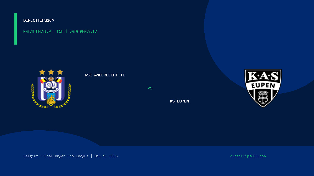 RSC Anderlecht II vs AS Eupen Prediction, H2H & Match Preview – October 9, 2026
