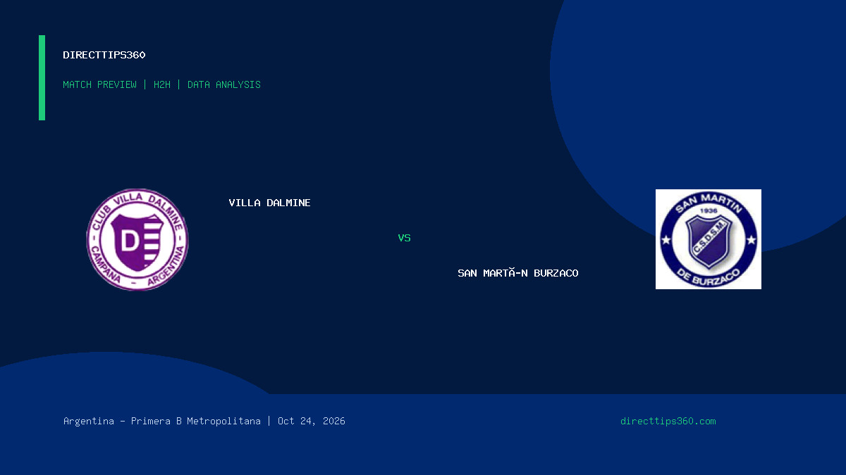 Villa Dalmine vs San Martín Burzaco Prediction, H2H & Match Preview – October 24, 2026